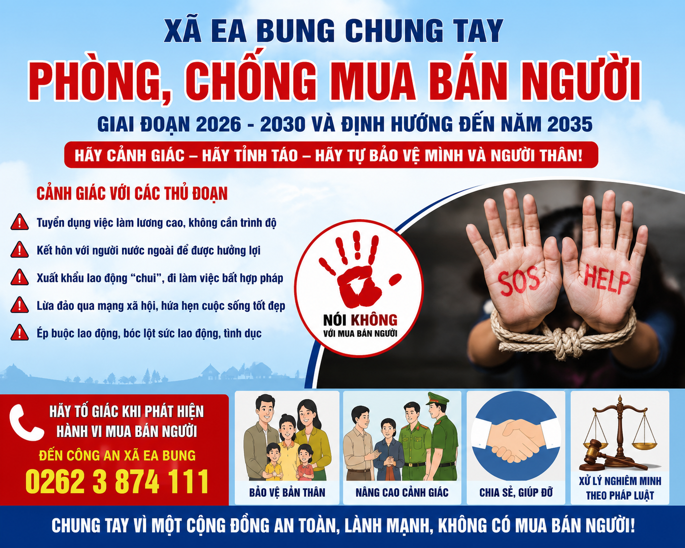 Xã Ea Bung tăng cường tuyên truyền phòng, chống mua bán người giai đoạn 2026–2030 và định hướng đến năm 2035
